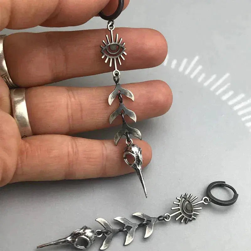Orecchini pendenti con maschera Boho in argento