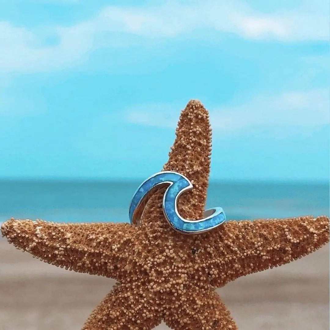 Anello Onde dell'Oceano in Opale e Argento