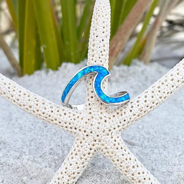 Anello Onde dell'Oceano in Opale e Argento
