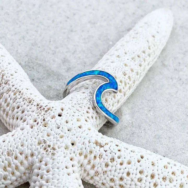 Anello Onde dell'Oceano in Opale e Argento