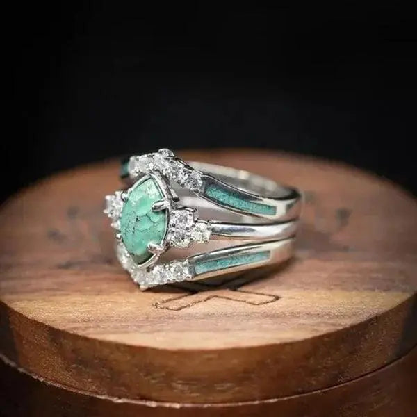 Anello con Diamante e Turchese Naturale