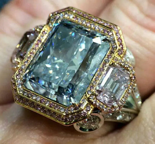 Anello in vetro vetro blu brillante