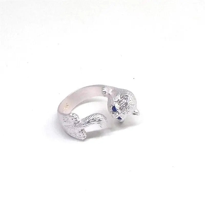 Anello regolabile in argento sterling 925 con gattino