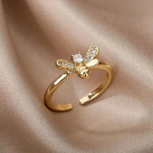 Anello regolabile con ape dorata