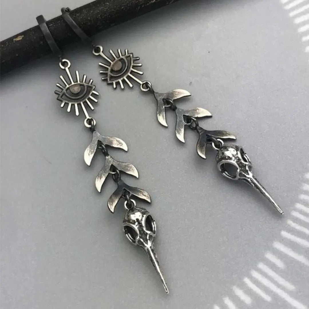 Orecchini pendenti con maschera Boho in argento