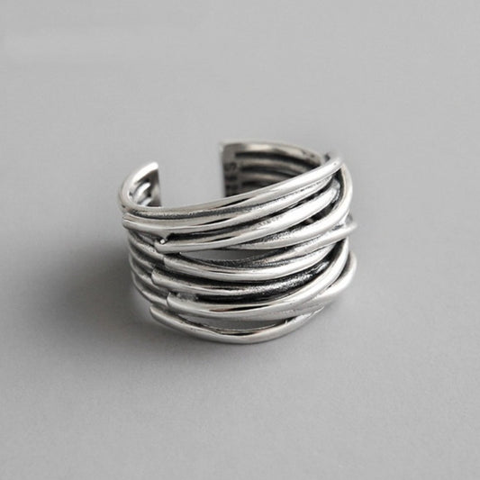 Anello regolabile multilivello in argento Sterling 925