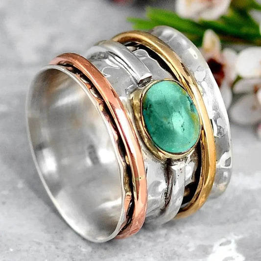 Anello vintage in turchese argento e oro