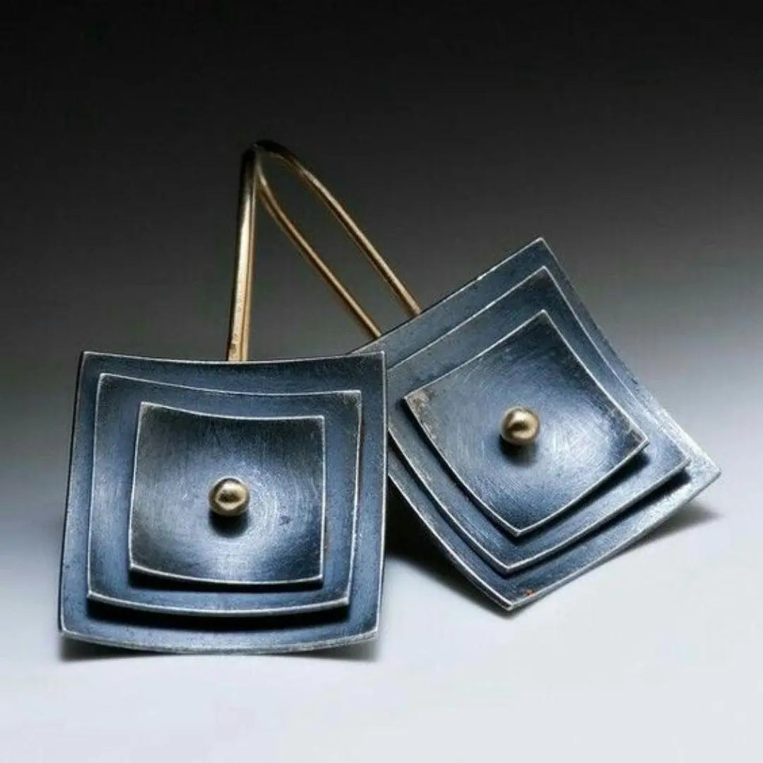 Orecchini Vintage Quadrati Blu
