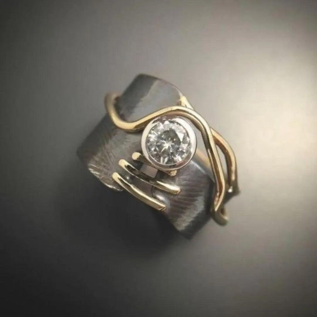 Anello Vintage Scuro con Zirconia