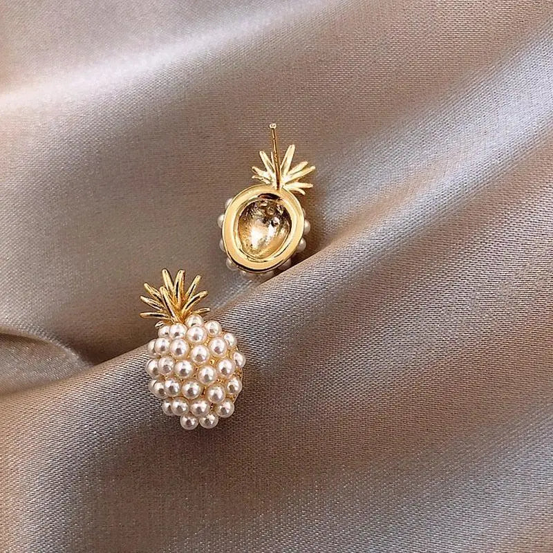 Orecchini Tropical Ananas e Perle con Decorazioni