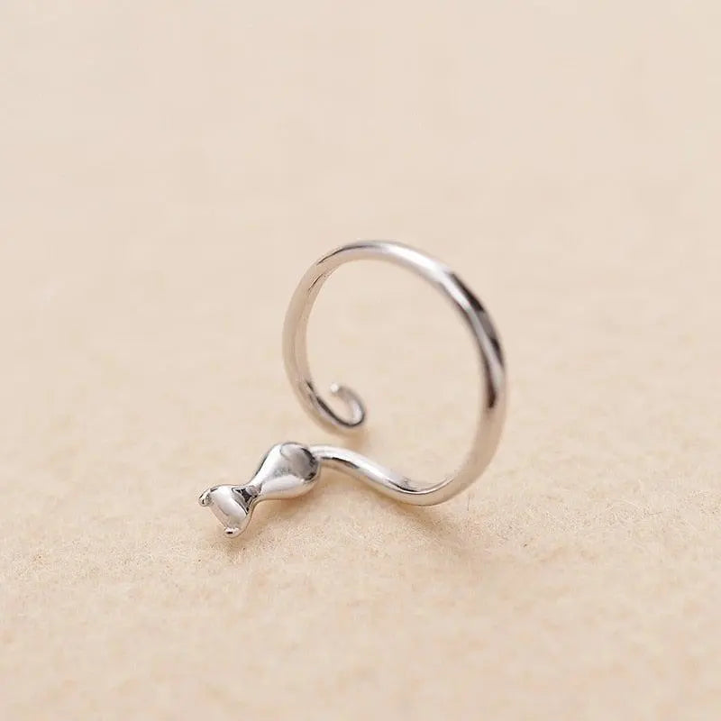Anello con Gatto d'Argento con Stivali