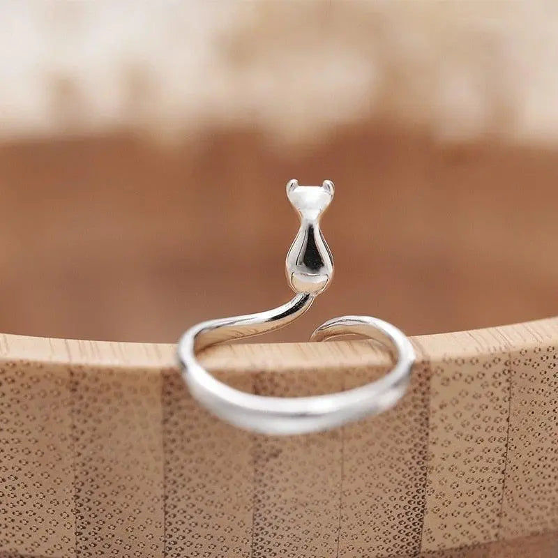 Anello con Gatto d'Argento con Stivali