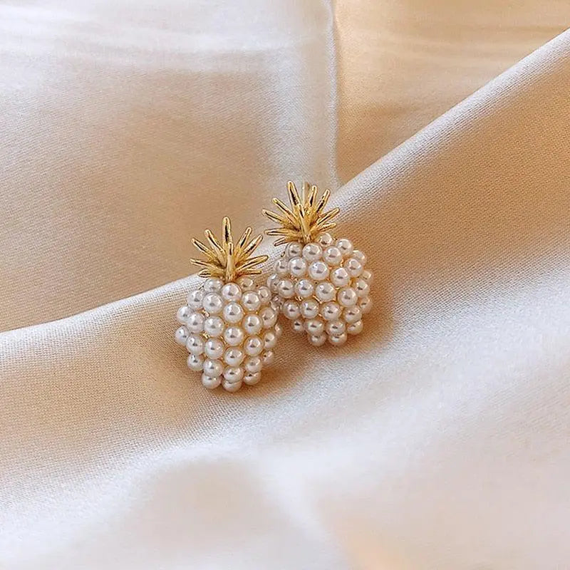 Orecchini Tropical Ananas e Perle con Decorazioni