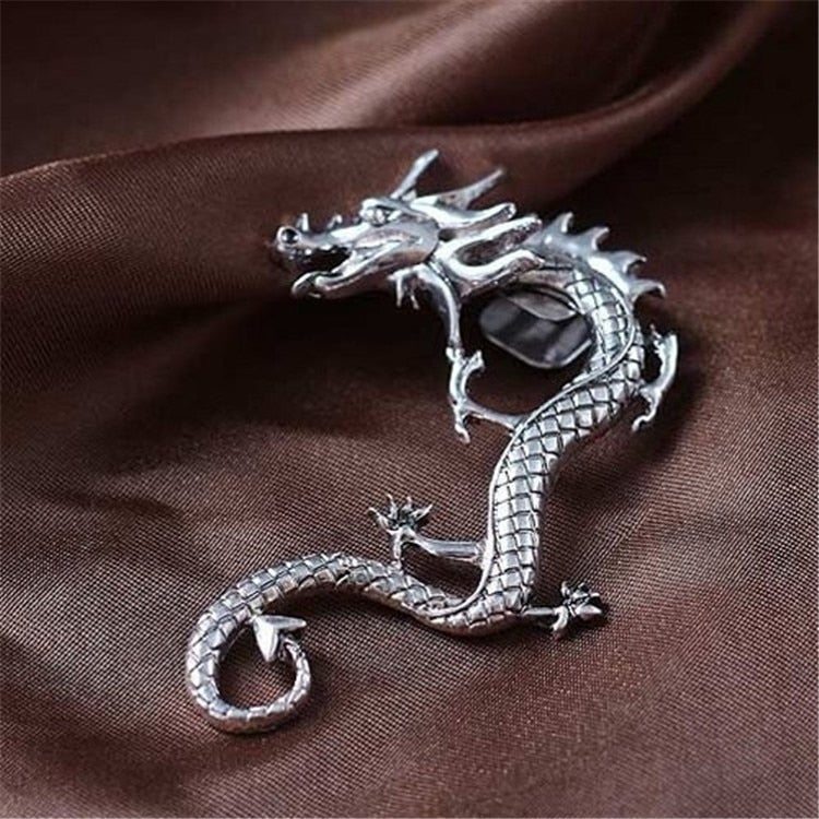 Orecchini a forma di drago d'argento