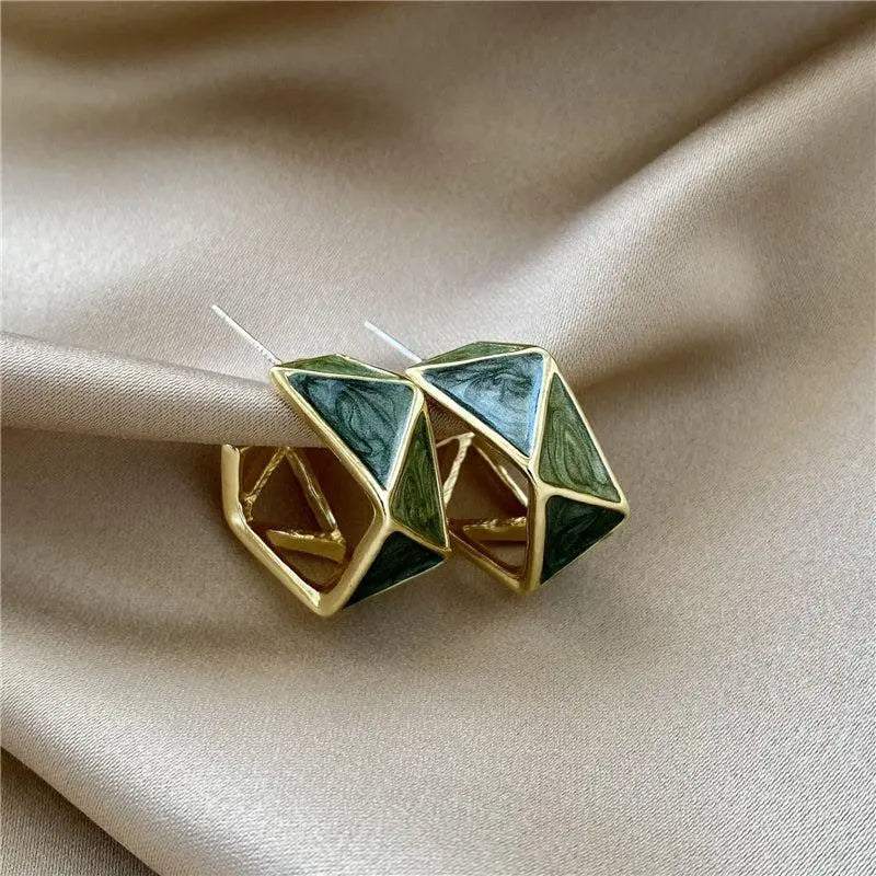 Orecchini in smalto verde oro