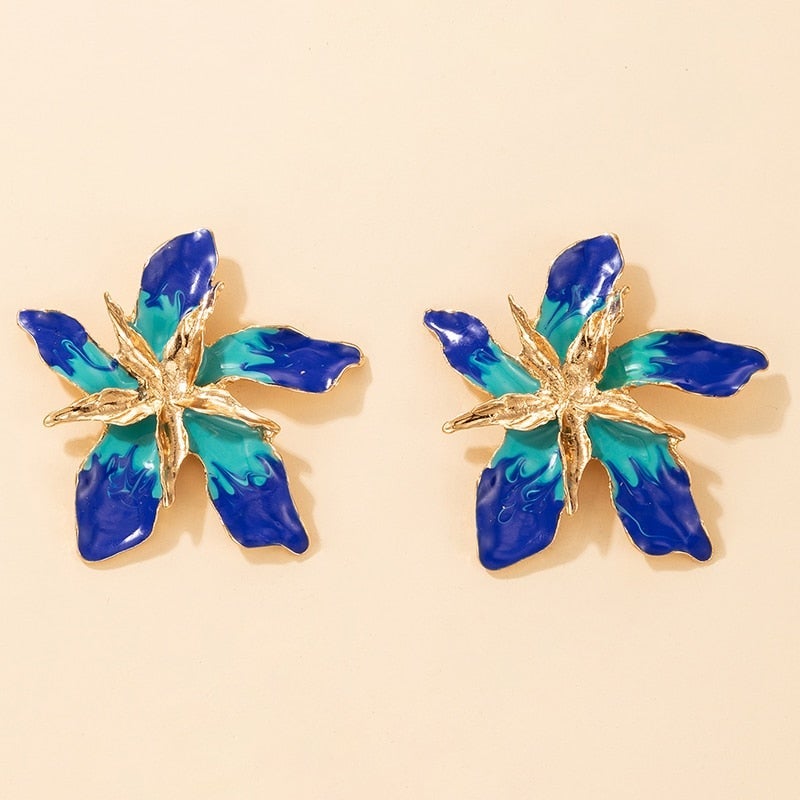 Orecchini 'Fiore Felice' con Cristalli Blu