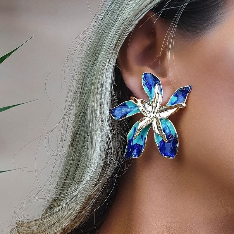 Orecchini 'Fiore Felice' con Cristalli Blu