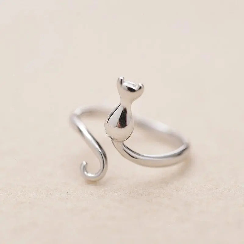 Anello con Gatto d'Argento con Stivali