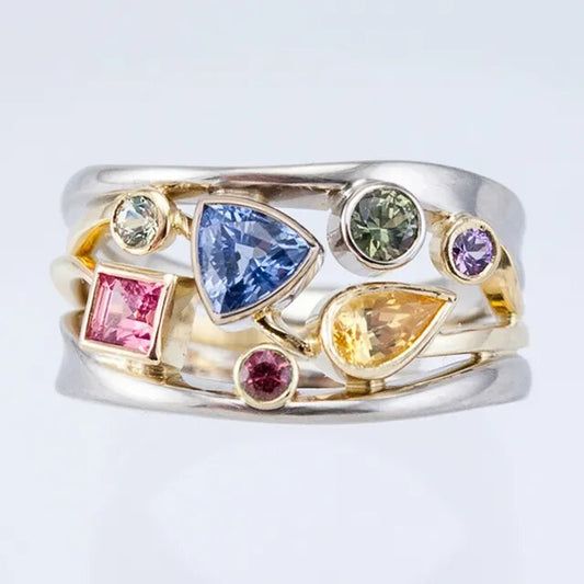 Anello Vintage Colorato con Zirconi