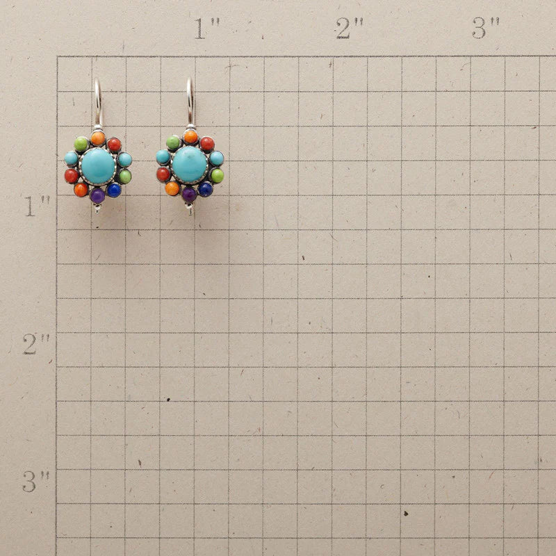 Orecchini rotondi multicolore turchese