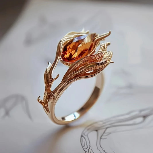 Anello con cristallo arancione