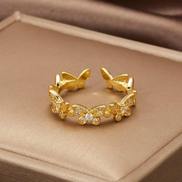 Anello farfalla regolabile in oro