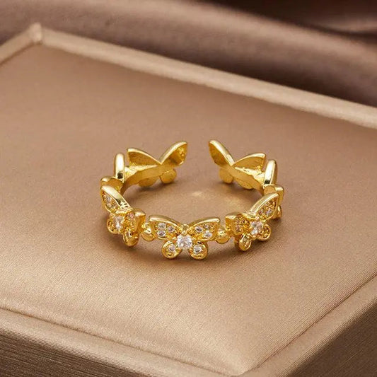 Anello farfalla regolabile in oro