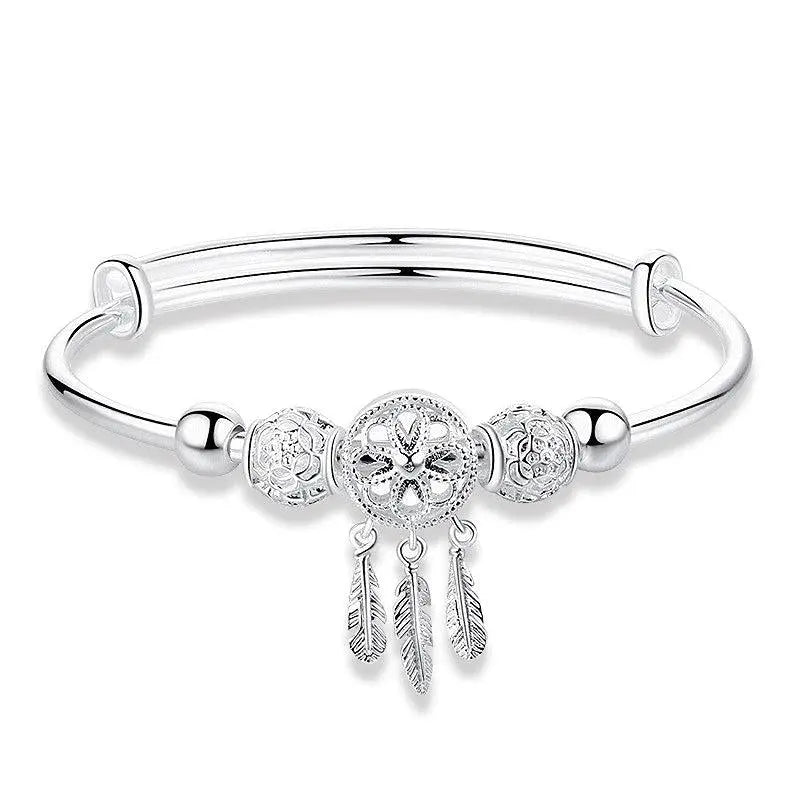 Bracciale regolabile con ciondolo sogno catcher in argento 925