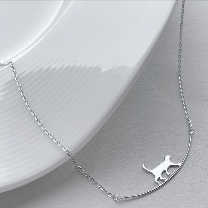 Collana con Gatto Scalatore in Argento