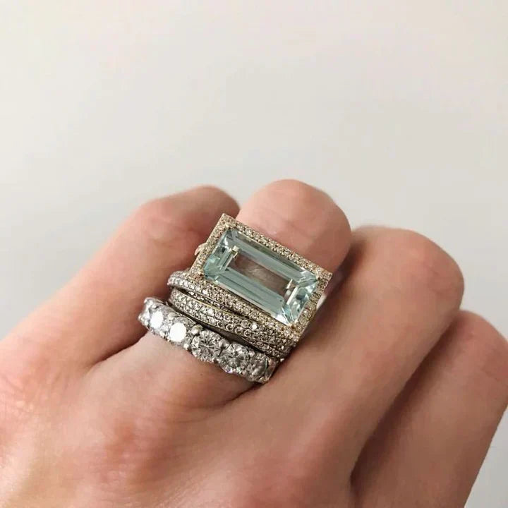 Set di anelli vintage con zirconia turchese