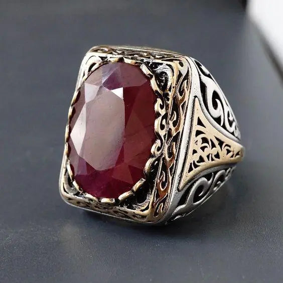 Anello con Sigillo Vintage Turco Rosso