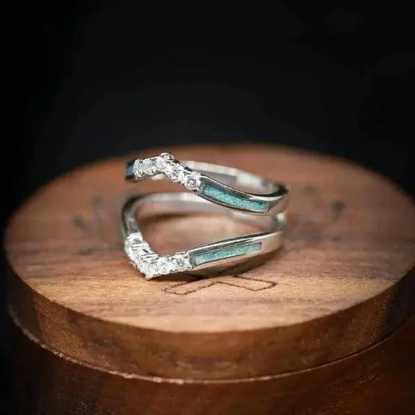 Anello con Diamante e Turchese Naturale