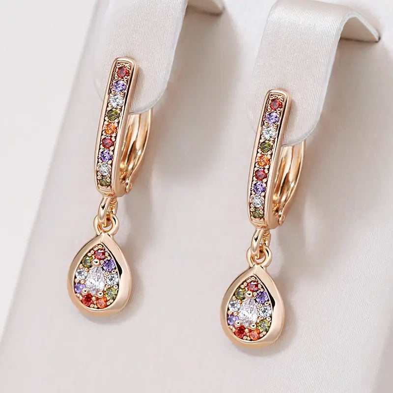 Orecchini pendenti con zirconi multicolore