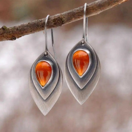 Orecchini vintage in argento sterling con design zucca arancione