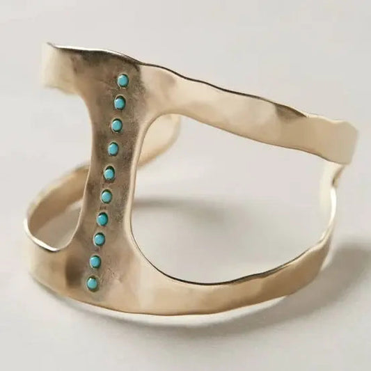 Anello vintage placcato argento con puntini di turchese