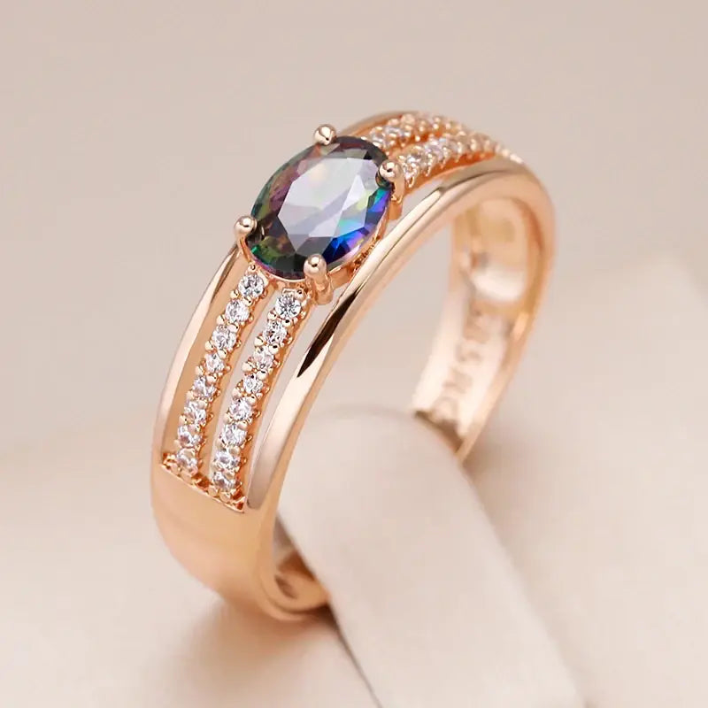 Anello elegante in zirconia multicolore