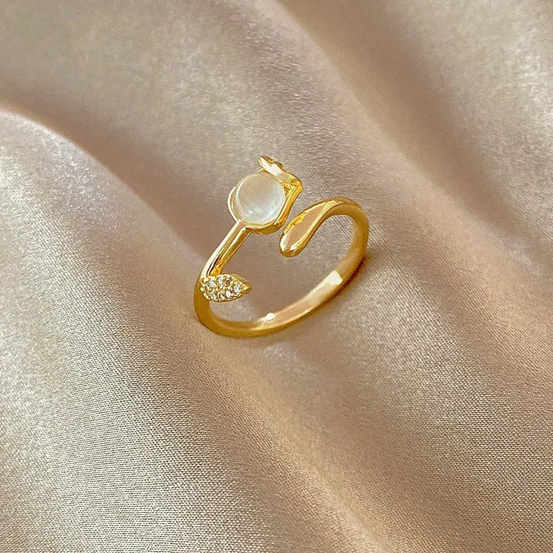 ANELLO IN CRISTALLO DI TULIPANO DORATO