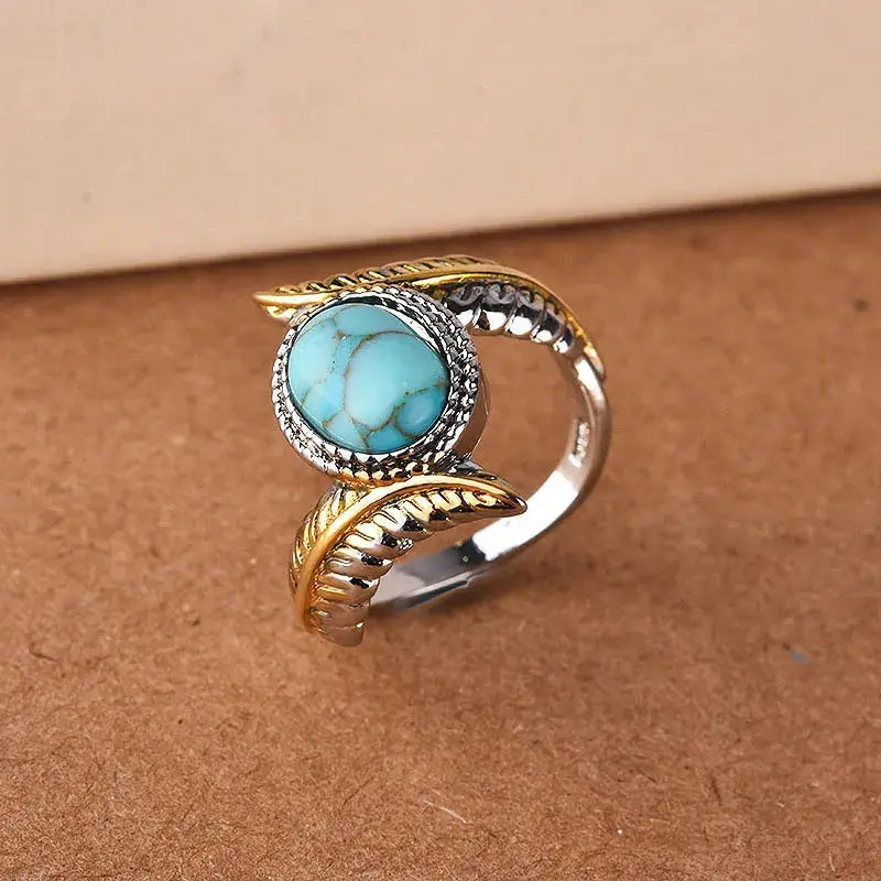 Anello vintage in turchese con oro e argento