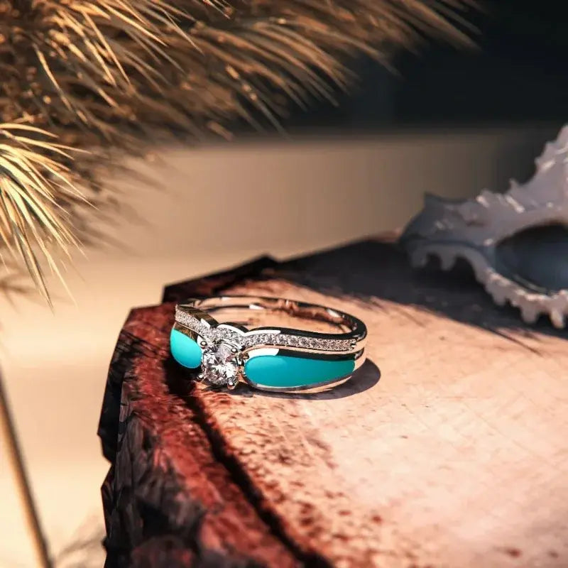 Anello Turchese con Zirconia Vintage