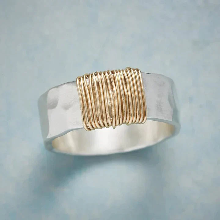 Anello d'argento vintage Golden Threads