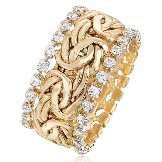 Anello in oro vintage intrecciato con zirconi