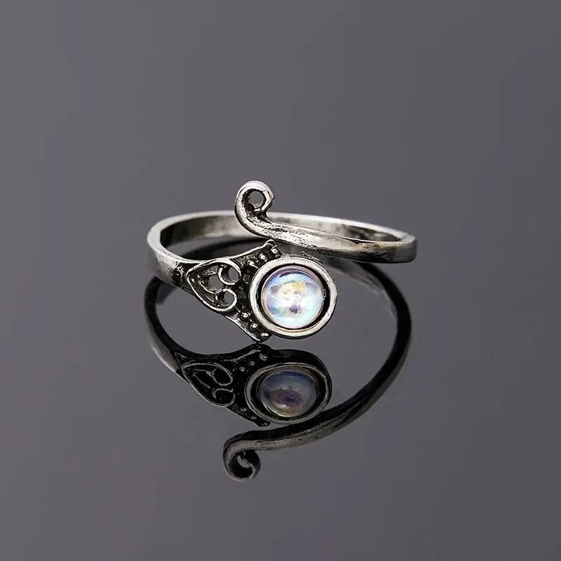 Anello Vintage con Cristallo Luna Aperto