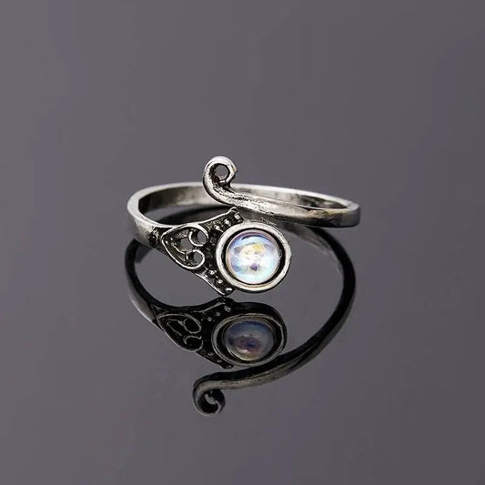 Anello Vintage con Cristallo Luna Aperto