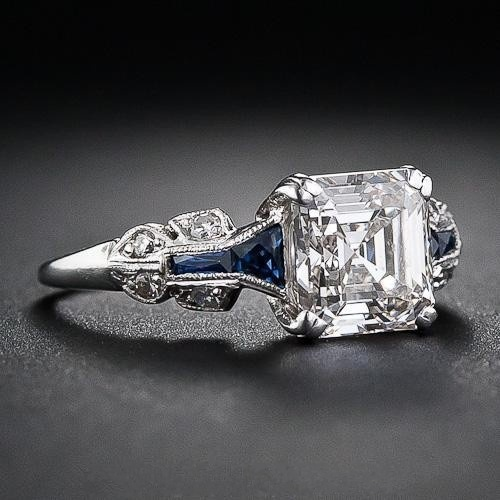 Anello Vintage Splendente in Blu e Argento