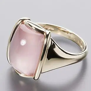 Anello Vintage Quadrato Rosa Oro