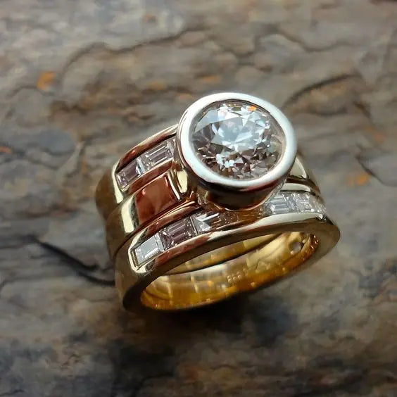 Anello vintage in vetro lamellare