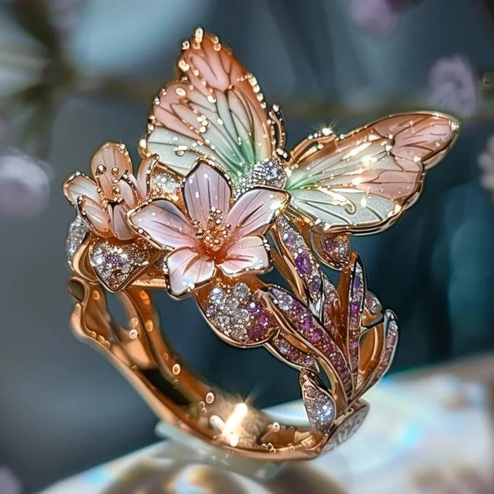 Anello floreale dorato vintage Brimhaven