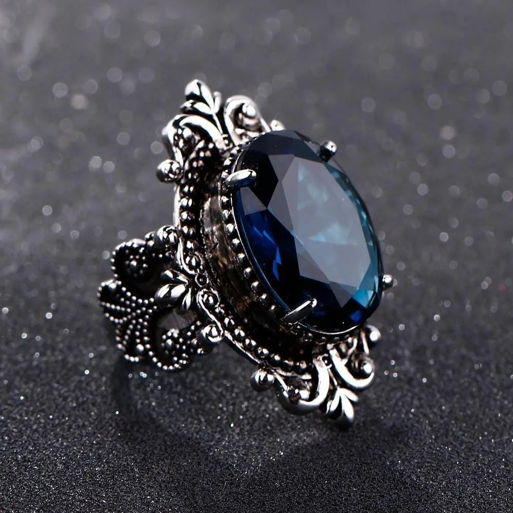 Anello Vintage Blu Scuro in Argento