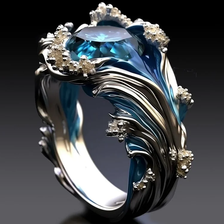 Anello Vintage Oceano In Crystal Ondulato