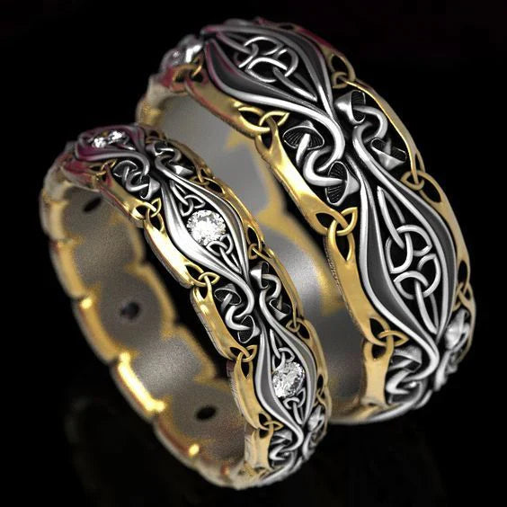 Anello d'oro e argento per coppia vintage